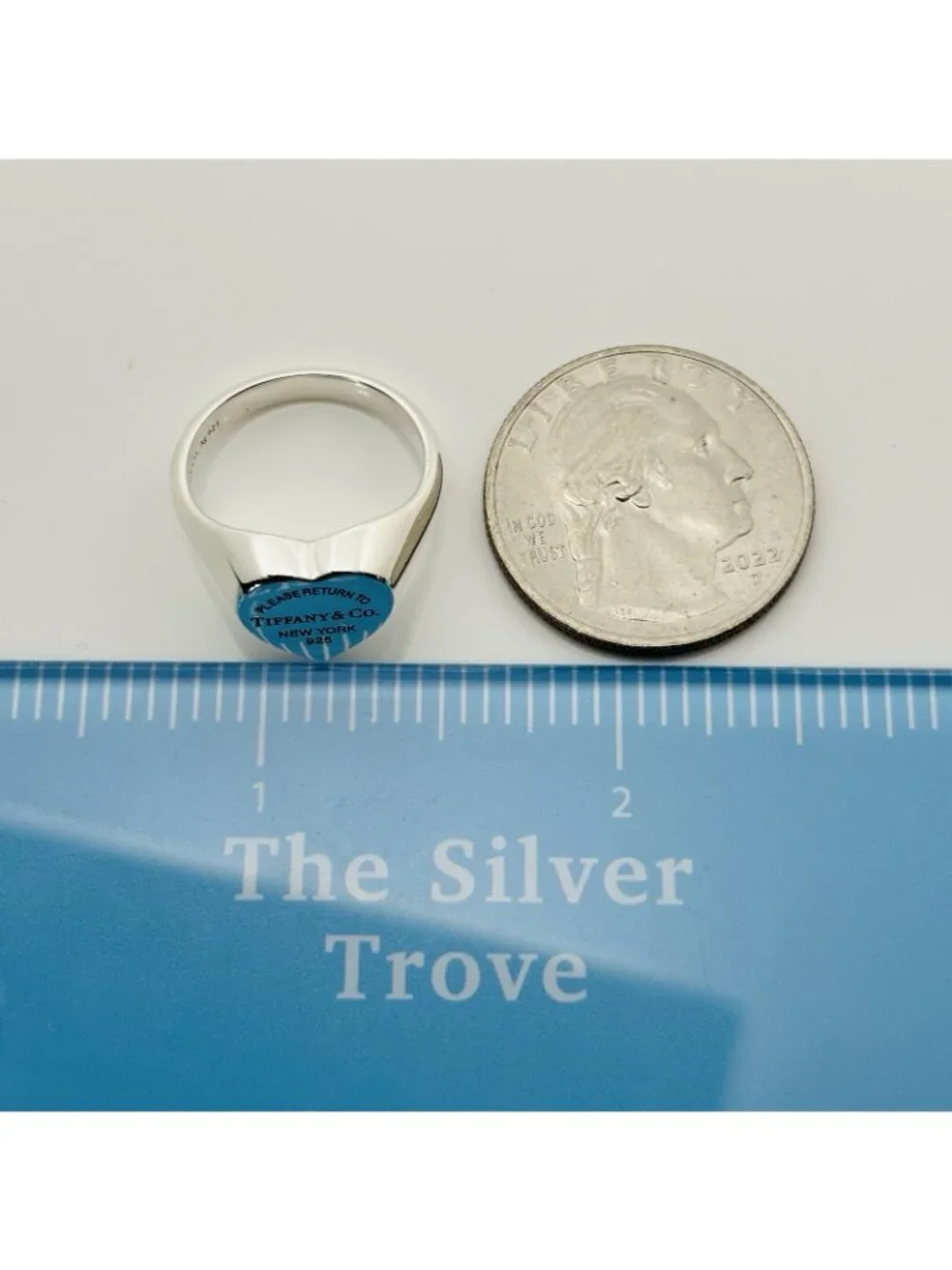 Size 9.5 Return to Tiffany Heart Signet Ring in Sterling Silver
